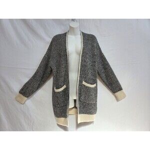 FRNCH Paris Open Long Cardigan Sweater Stripe Black White Size M/L Medium Large